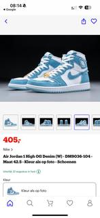 Air Jordan 1 Denim with original box, Ophalen, Zo goed als nieuw, Blauw, Sneakers of Gympen