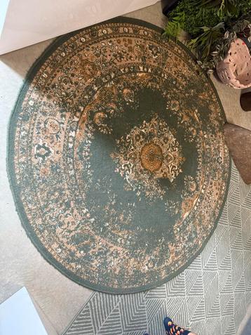 Vintage Rond Vloerkleed Keshan Groen 190cm beschikbaar voor biedingen
