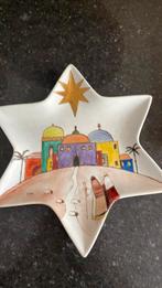 Handbeschilderde schaal kerst met evht goud verf uniek bord, Ophalen of Verzenden, Nieuw