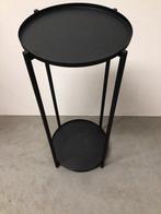 Zwarte Bijzettafel met 2 Bladen, 45 tot 60 cm, Minder dan 55 cm, Metaal of Aluminium, Rond