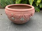 Aardewerken Bloempot met Reliëf - 36 cm, Tuin en Terras, Bloempotten, Rond, Binnen, Zo goed als nieuw, Minder dan 40 cm