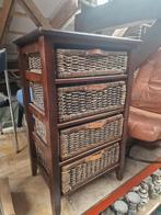 Teakhouten ladenkast met rotan manden, Ophalen, Zo goed als nieuw, 25 tot 50 cm, Minder dan 100 cm
