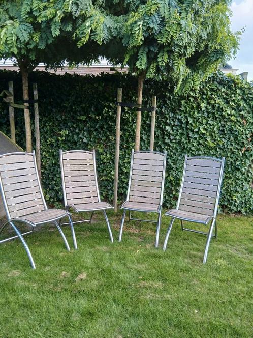 Design rvs teak tuinstoelen, Tuin en Terras, Tuinstoelen, Zo goed als nieuw, Rvs, Ophalen