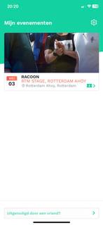 Racoon concert 2x staplaatsen te koop Ahoy Rotterdam, Tickets en Kaartjes, Cadeaubon, Overige typen, Twee personen