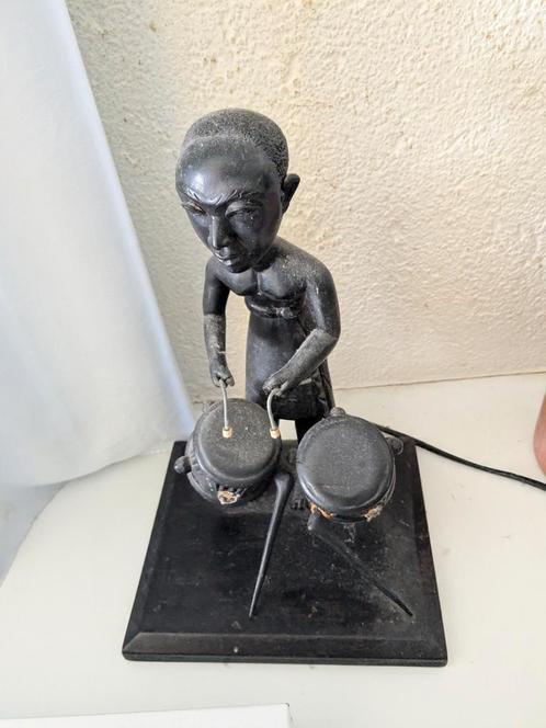 Afrikaans Houten Beeld - Drummer, Antiek en Kunst, Kunst | Beelden en Houtsnijwerken, Ophalen of Verzenden