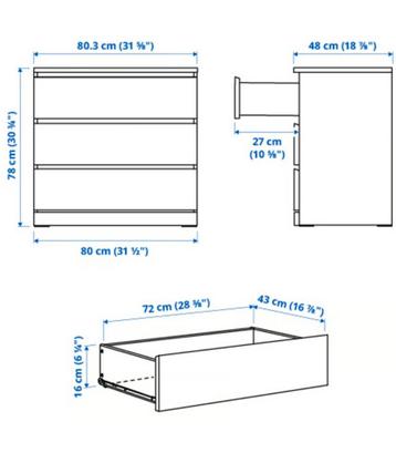 Ikea Malm ladekast - bovenste latje defect - afbeelding 3