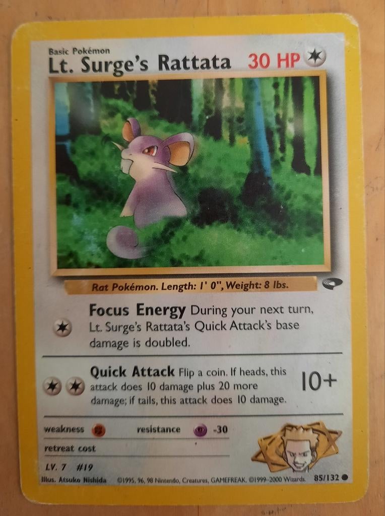 Pokémon kaart: Lt. Surge's Rattata, Hobby en Vrije tijd, Verzamelkaartspellen | Pokémon, Ophalen of Verzenden, Nieuw