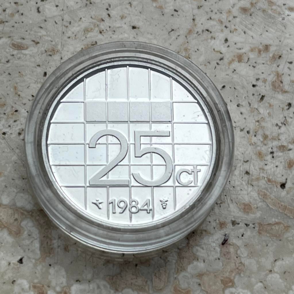 25 Cent 1984 FDC IN CAPSULE, Postzegels en Munten, Munten | Nederland, 25 cent, Ophalen of Verzenden
