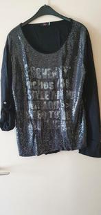 ENJOY ZWARTE BLOUSE  OPHAALMOUWEN EN GLITTER TEKST PRINT L, Kleding | Dames, Blouses en Tunieken, Zwart, Maat 42/44 (L), Enjoy