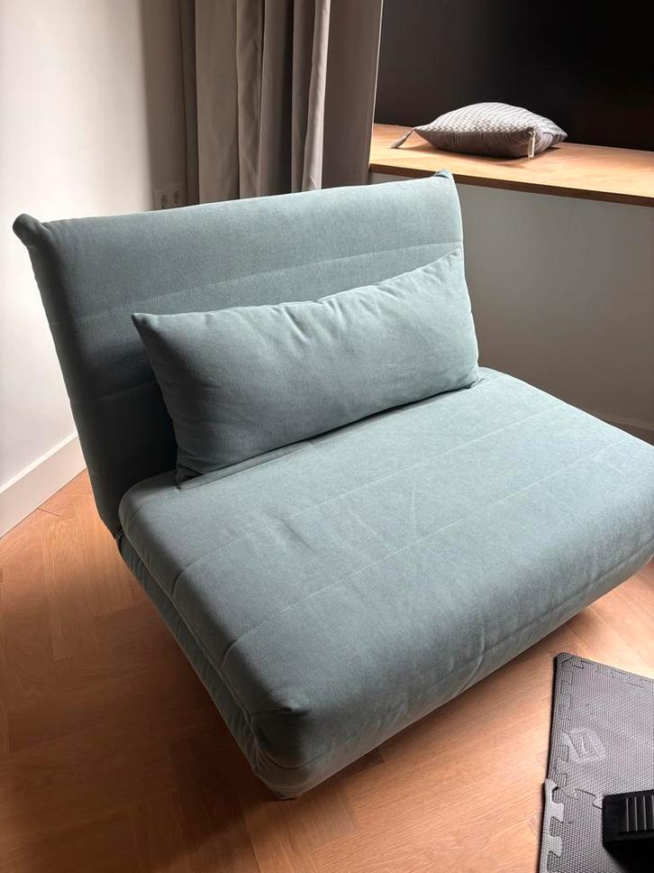 Zeegroen slaapbankje - 1 persoon, Huis en Inrichting, Slaapkamer | Slaapbanken, Gebruikt, Tweepersoons, Overige kleuren, Ophalen