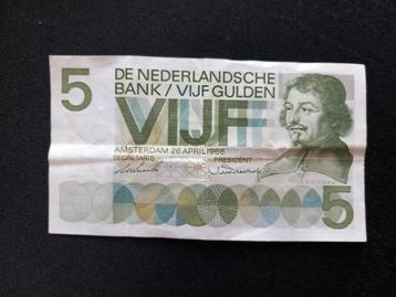 Vijf Gulden biljet 1966, serienummer 5EF060534 beschikbaar voor biedingen