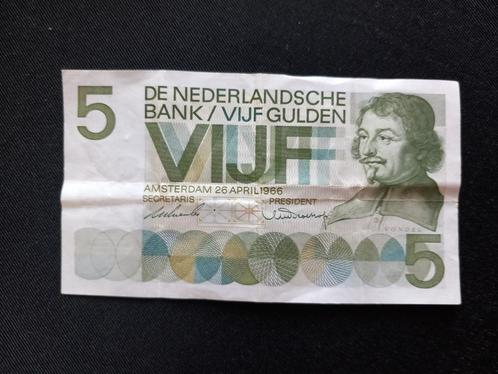 Vijf Gulden biljet 1966, serienummer 5EF060534, Postzegels en Munten, Bankbiljetten | Nederland, 5 gulden, Ophalen