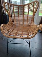 Rotan fauteuil met metalen poten, Gebruikt, Minder dan 75 cm, Vintage, Ophalen of Verzenden