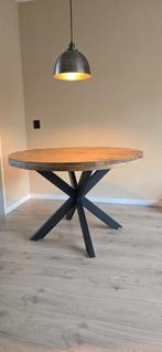 Eettafel rond mangohout, Huis en Inrichting, Tafels | Eettafels, Ophalen, Rond, Zo goed als nieuw, 100 tot 150 cm
