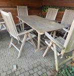 Teakhouten tuinset - tafel en 6 inklapbare stoelen, Tuin en Terras, Tuinsets en Loungesets, Ophalen, Gebruikt, 6 zitplaatsen, Teakhout
