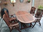 Hoogwaardig houten tuinset, Tuin en Terras, Tuinsets en Loungesets, Ophalen, 4 zitplaatsen, Zo goed als nieuw, Tuinset