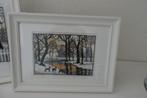 Twee geborduurde schilderijtjes, winter taferelen, Ophalen of Verzenden, Nieuw, Handborduren, Overige typen
