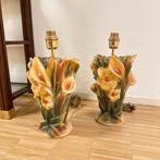 Set van 2 italiaanse bloemen lampen vintage, Minder dan 50 cm, Overige materialen, Gebruikt, Hollywood regency