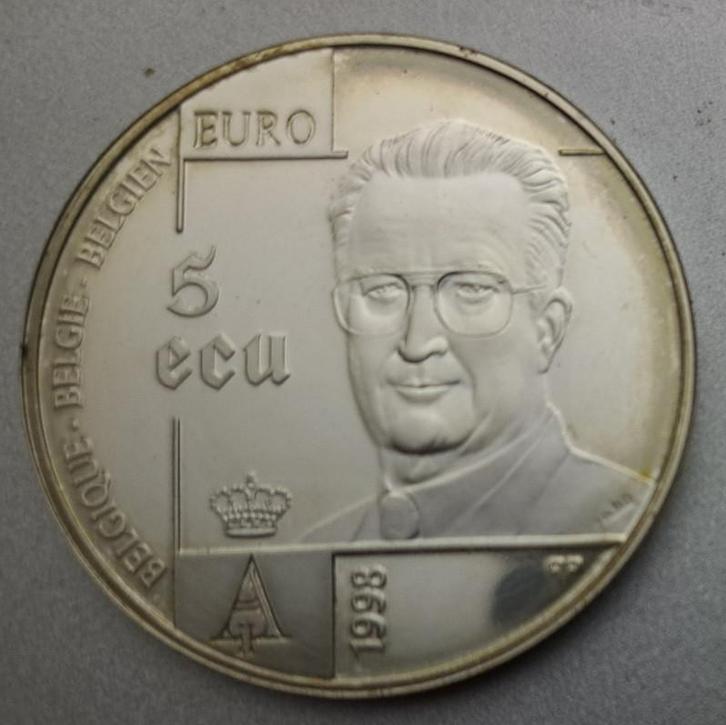 België, 5 Ecu 1998 - zilver Proof, Postzegels en Munten, Munten | België, Losse munt, Zilver, Zilver, Ophalen of Verzenden
