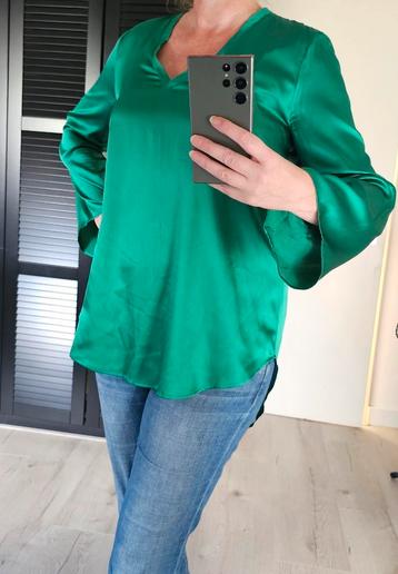 Manila Grace | groen zijde blouse | maat 44 beschikbaar voor biedingen