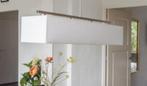 Strakke design hanglamp voor boven tafel, wit glas + chroom, Ophalen, Zo goed als nieuw, Glas, 75 cm of meer