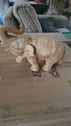 Houten Olifant, hand gesneden, Antiek en Kunst, Kunst | Beelden en Houtsnijwerken, Ophalen of Verzenden