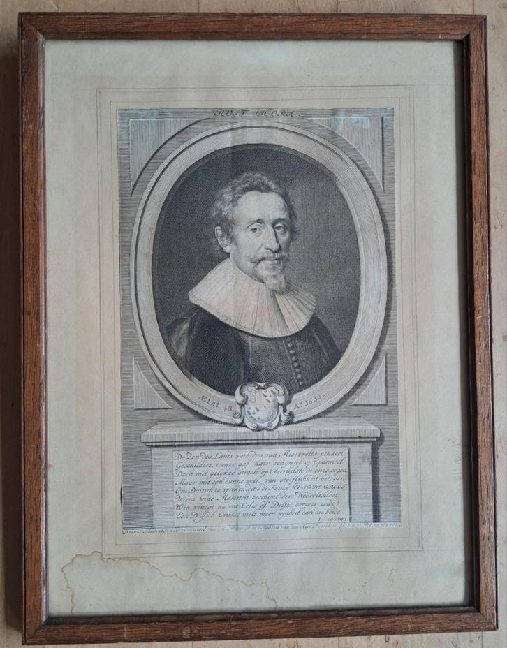 Litho Hugo de Groot door Houbraken/Mierevelt (17e eeuw), Antiek en Kunst, Kunst | Schilderijen | Klassiek, Ophalen of Verzenden