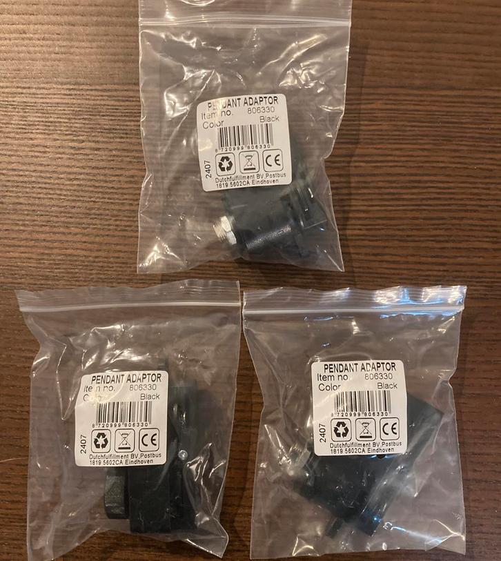 Pendant adaptor nr 806330 black 3 st., Huis en Inrichting, Lampen | Losse lampen, Nieuw, Led-lamp, Minder dan 30 watt, E27 (groot)