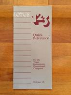 Nostalgie: LOTUS 123 - Quick Reference Guide, Ophalen of Verzenden, Gelezen, Software