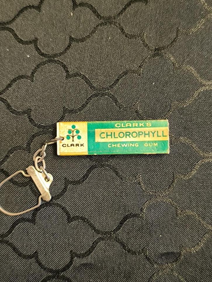Vintage Clark’s Chlorophyll Chewing Gum sleutelhanger, Verzamelen, Sleutelhangers, Gebruikt, Merk, Ophalen of Verzenden