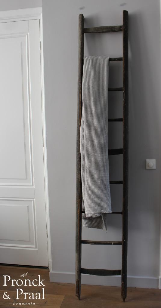 Oude Franse brocante plukladder *Pronck & Praal*, Antiek en Kunst, Curiosa en Brocante, Ophalen