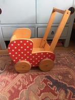 Houten poppenwagen rood met stippen, Zo goed als nieuw, Ophalen