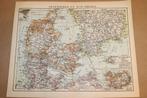 Antieke kaart - Denemarken en Zuid-Zweden - Ca 1900, Boeken, Atlassen en Landkaarten, Ophalen of Verzenden, 1800 tot 2000, Nederland