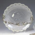 antiek 1880 geslepen kristallen schaaltje met zilveren greep, Ophalen of Verzenden, Zilver