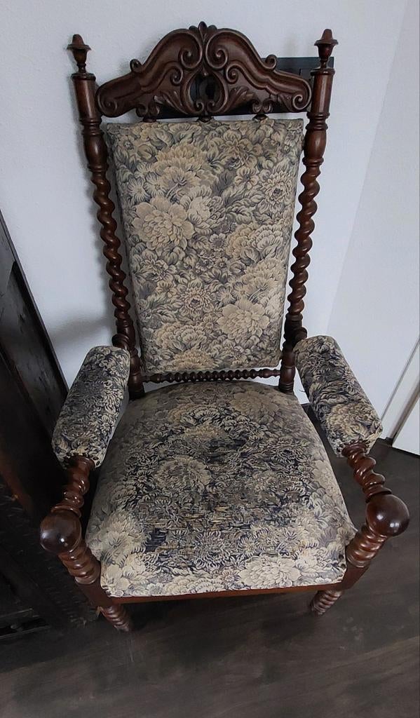 Fraaie Louis XV stoel, blauwgrijze gobelinbekleding, Ophalen