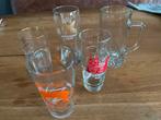 5 diverse bierglazen, waaronder 1 pull, Verzamelen, Glas en Borrelglaasjes, Ophalen, Zo goed als nieuw, Bierglas
