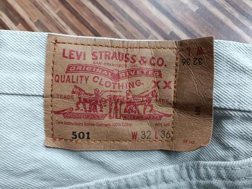 Levi's 501 beige, made USA, w32 l36,, valt klein, incl verz., Kleding | Heren, Spijkerbroeken en Jeans, Zo goed als nieuw, W32 (confectie 46) of kleiner