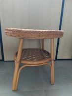 Vintage Rotan Bijzettafeltje, Huis en Inrichting, Tafels | Bijzettafels, Overige materialen, Minder dan 55 cm, Gebruikt, Ophalen