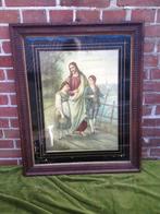 Antieke religieuze prent, Jezus met kinderen., Antiek en Kunst, Ophalen of Verzenden
