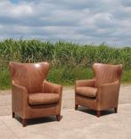 Set 2 leren oorfauteuils maschalke, Huis en Inrichting, Fauteuils, Ophalen, Zo goed als nieuw, 75 tot 100 cm