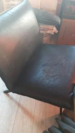 Italiaanse design stoel, zwart leer, Huis en Inrichting, Stoelen, Ophalen, Gebruikt, Leer, Eén