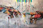 Michelangelo- Hand van God- Canvasdoek- Mixed Media-XXL, Huis en Inrichting, Woonaccessoires | Schilderijen, Tekeningen en Foto's