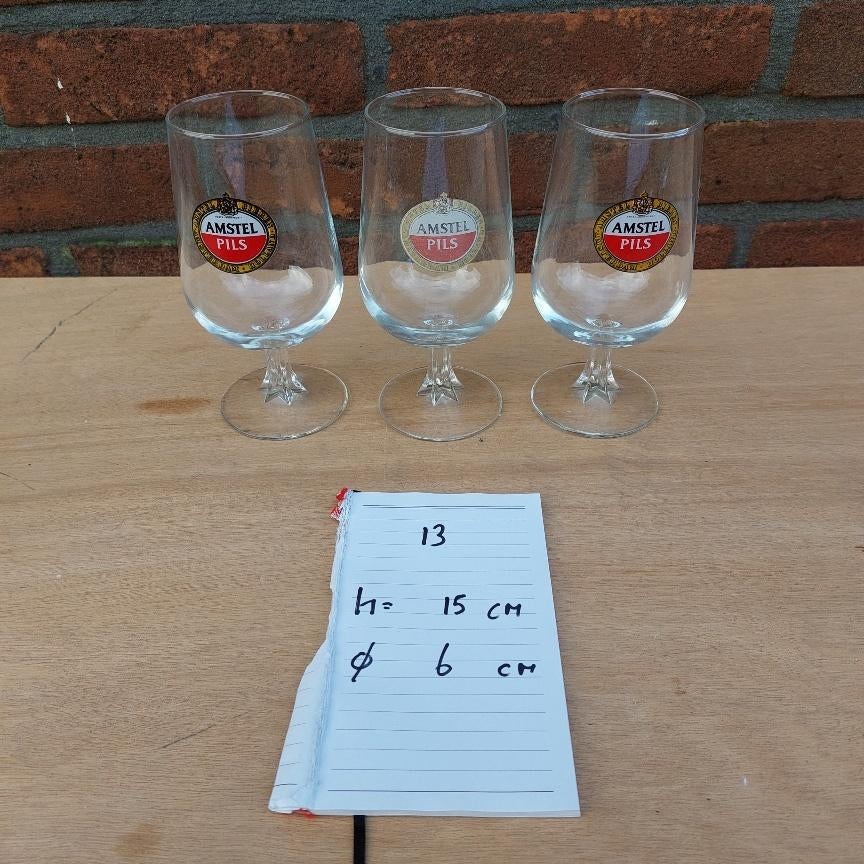 old skool Amstel glas, Ophalen of Verzenden, Zo goed als nieuw, Bierglas