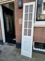 Witte, smalle deur met glas, Doe-het-zelf en Verbouw, Deuren en Horren, Gebruikt, Minder dan 80 cm, 215 cm of meer, Binnendeur