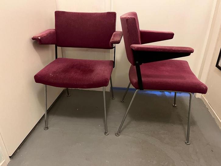 Gispen stoel 1265, Huis en Inrichting, Stoelen, Gebruikt, Twee, Metaal, Stof, Overige kleuren, Ophalen