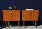 Retro vintage Deense nachtkastjes, set kastjes, Scandinavisc, Huis en Inrichting, Slaapkamer | Nachtkastjes, Gebruikt, Minder dan 45 cm