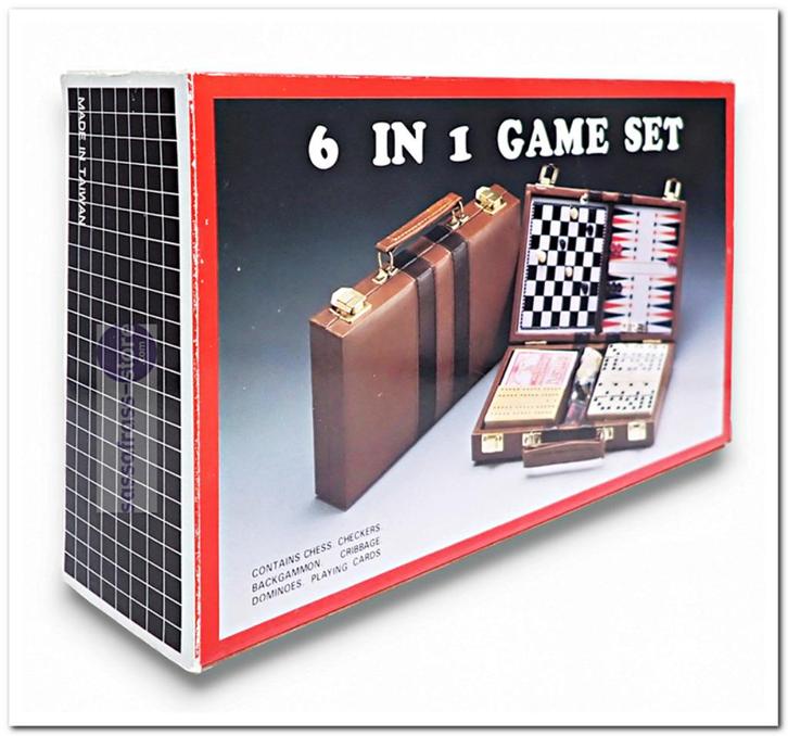 6 in 1 Game Set - Reisspel, Hobby en Vrije tijd, Gezelschapsspellen | Bordspellen, Zo goed als nieuw, Vijf spelers of meer, Reisspel