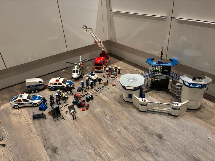 Mega Playmobil Politie & Brandweer Set - incl. Politiebureau, Kinderen en Baby's, Speelgoed | Playmobil, Zo goed als nieuw, Complete set
