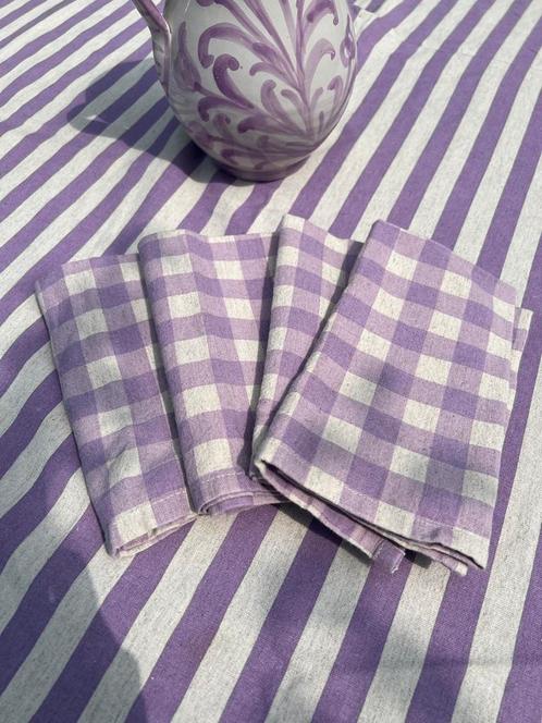 Geruite servetten 4 stuks, Huis en Inrichting, Keuken | Textiel, Zo goed als nieuw, Wit, Ophalen of Verzenden