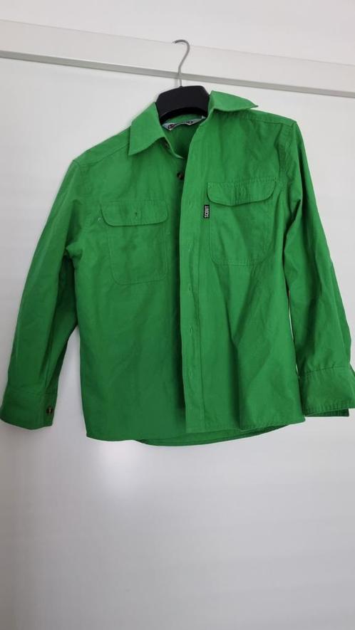Scouting blouse maat 134 en 140 bloes overhemd groen Welpen, Verzamelen, Scouting, Zo goed als nieuw, Kleding, Ophalen of Verzenden